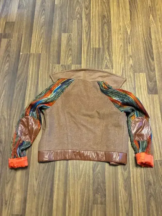 Flying Tomato Boho Mixed Media Wool Blend Jacket with Knit Sleeves and Faux Leat - Picture 7 of 7